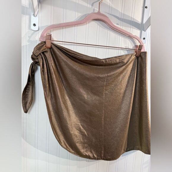 NWT Good American Mocha Foil Leg Daze Mesh Tie Sarong Coverup - Picture 3 of 5